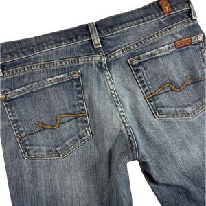 7 For All Mankind Low Rise Bootcut Jeans Women's 27 Dark‎ Blue Wash USA